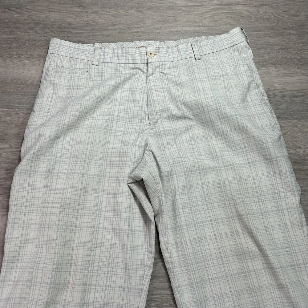 Nike Golf‎ Pants Mens 36x34 White Plaid Stretch Woven Golf Khakis 398616-100